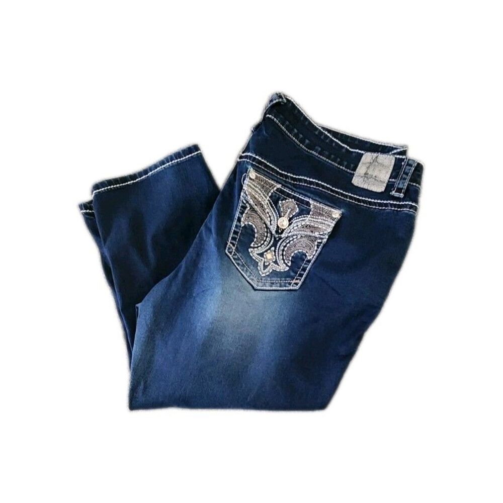 Hydraulic Gramercy Jeans Women's Size 24 Blue Mid-Rise Capri Denim Embellished